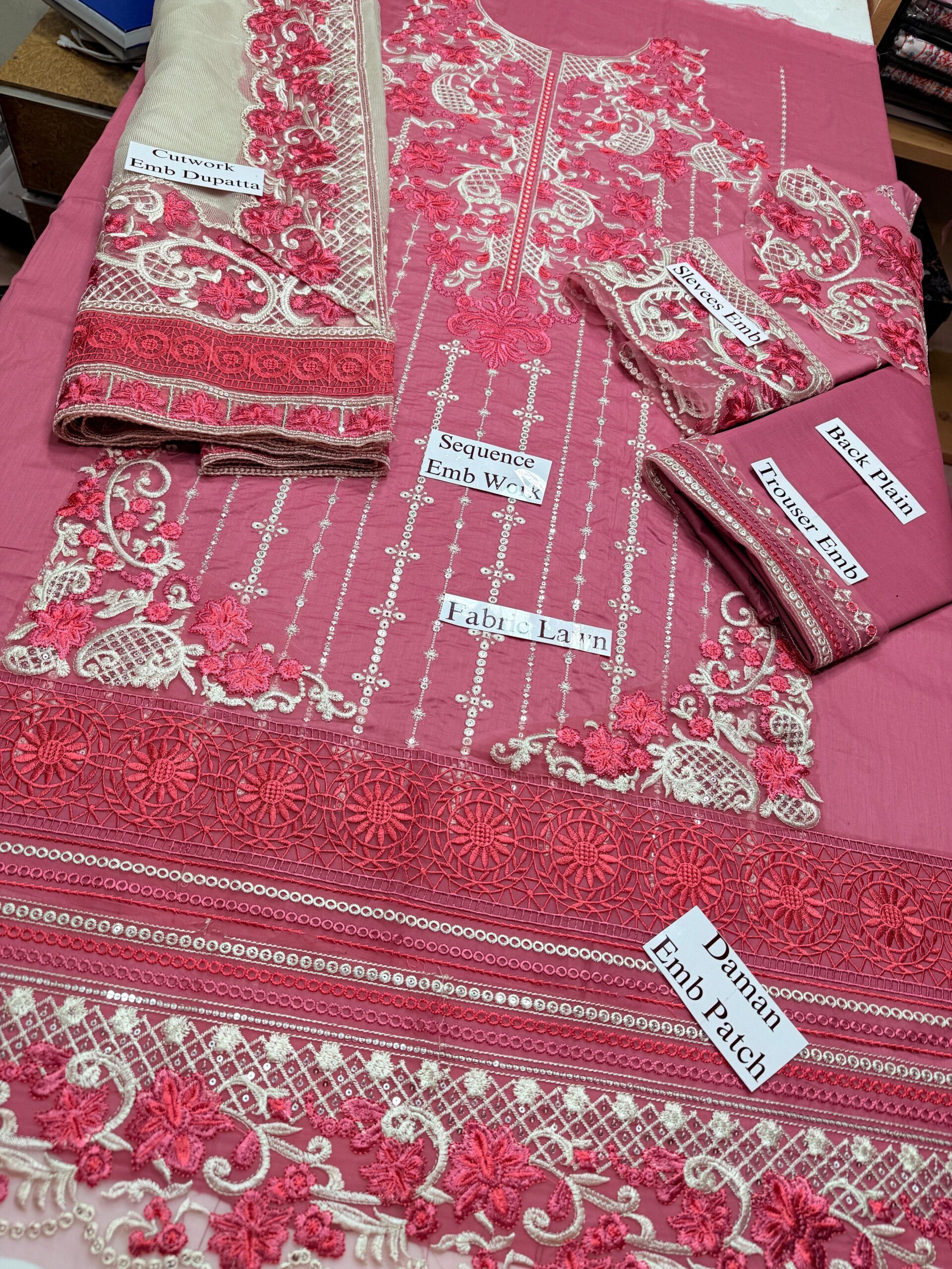3PC Heavy Suit Front shirt heavy Sequence shirt embroidery