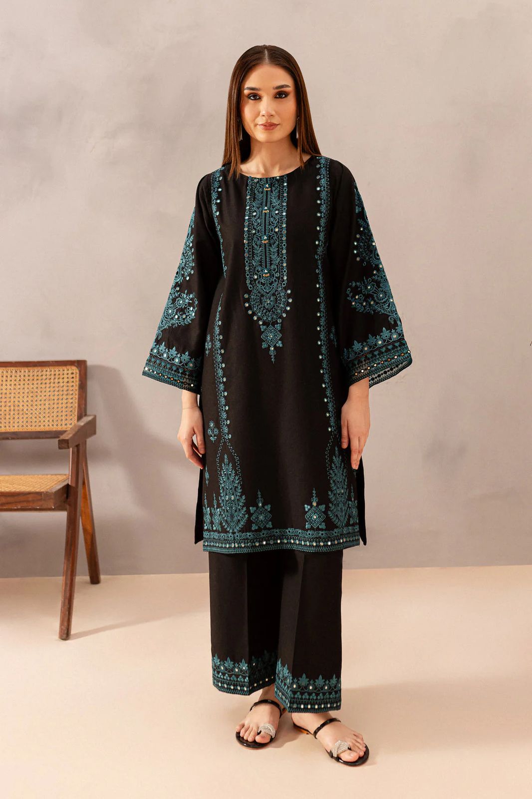 2PC Heavy Suit Front shirt heavy Sequance embroidery