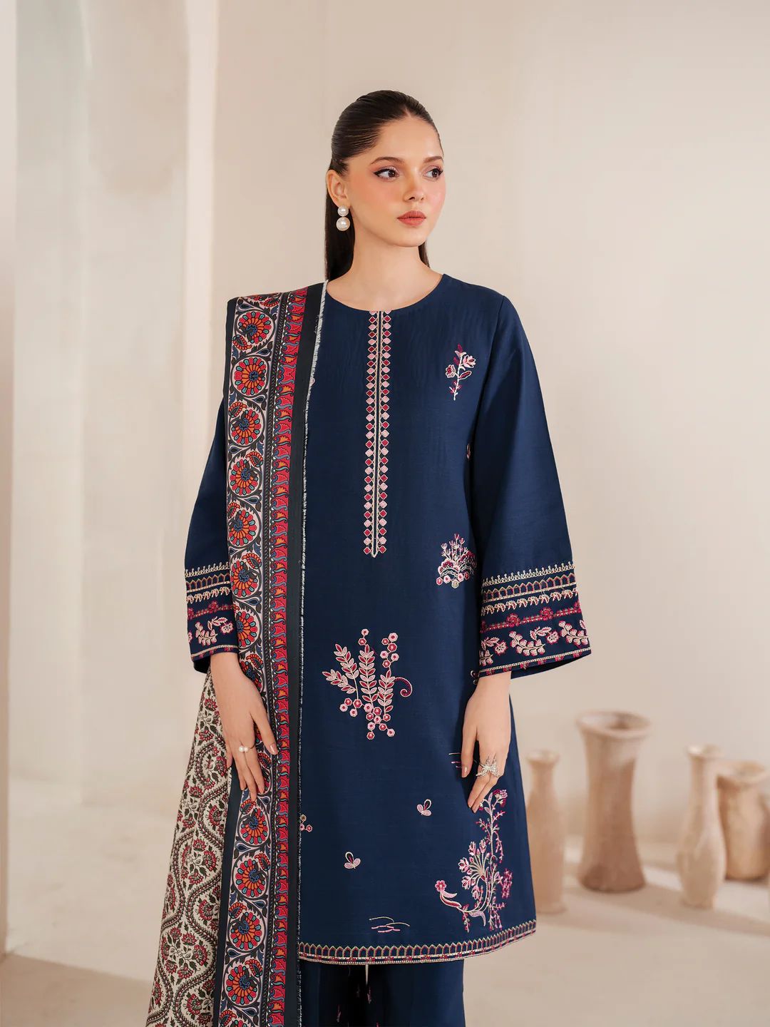 3PC Heavy Suit Front shirt heavy Crosstich shirt embroidery