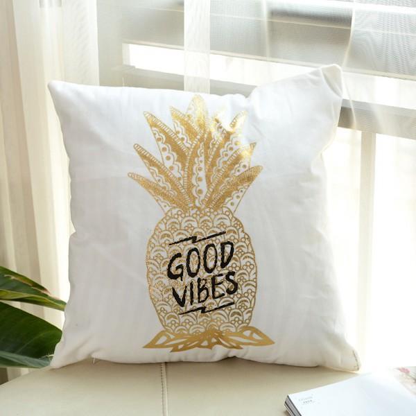 Pineapple – Golden Printed Cushion Cover