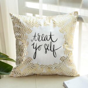 Treat Yourself – Golden Printed Cushion Cover