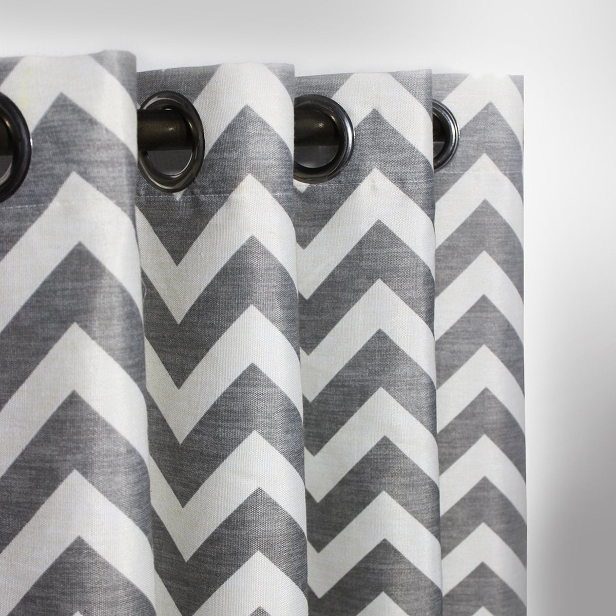 Grey Chevron Curtain With Lining