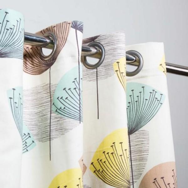 Off White Flower – Curtain With Lining – Single Panel – 46″ x 96″