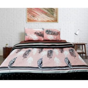 Export Quality Quilt Cover Set – 3 pcs – Pink Feathers