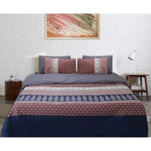 Quilt Cover Set – 6 pcs – Red Blue Geometric