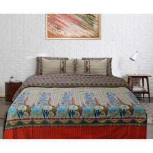 Quilt Cover Set – 6 pcs – Green Orange Geometric