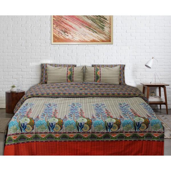 Quilt Cover Set – 6 pcs – Green Orange Geometric