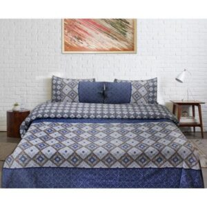 Quilt Cover Set – 6 pcs – Blue White Geometric