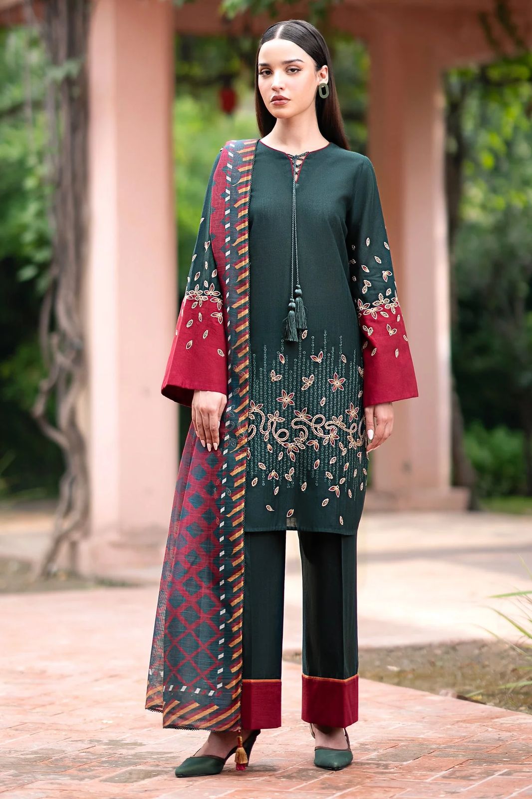 3PC Heavy Suit Front shirt heavy Crosstich shirt embroidery