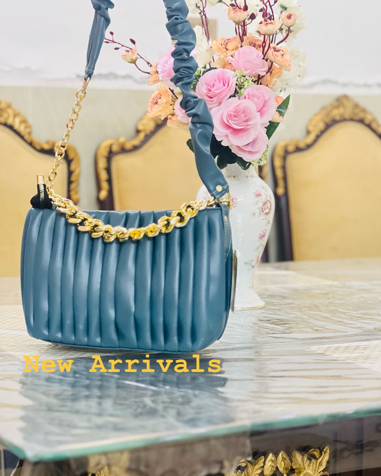 Gold think Chain Bag Party Small Clutch Soft PU Leather Crossbody Female