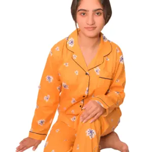 Floral Printed Night Suit (YELLOW)