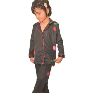 Cotton Ladies Black Night Dress Kids