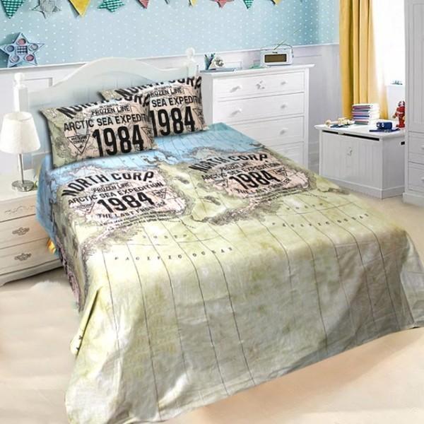 Maps and Expeditions – Export Quality Cotton Bed Sheet – 3 pc set