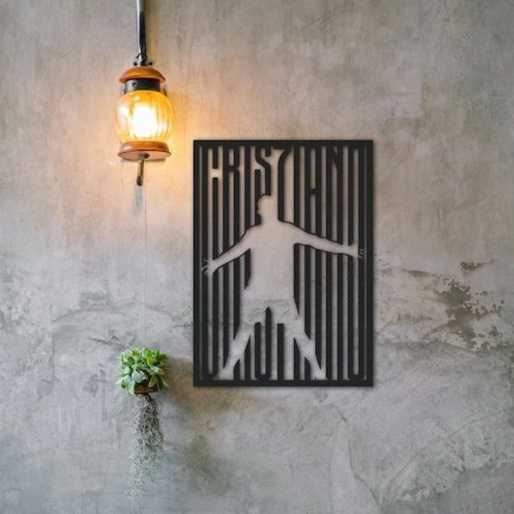 CR7 Silhouette Cristiano Wall Ronaldo Art – Iconic Footballer Decor for Sports Enthusiasts