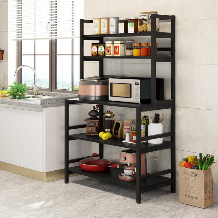 Breagha Wrought Iron Standard Baker’s Rack with Microwave Compatibility