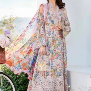 Printed Cotton Front, back, Sequance Daman embroidery pacth