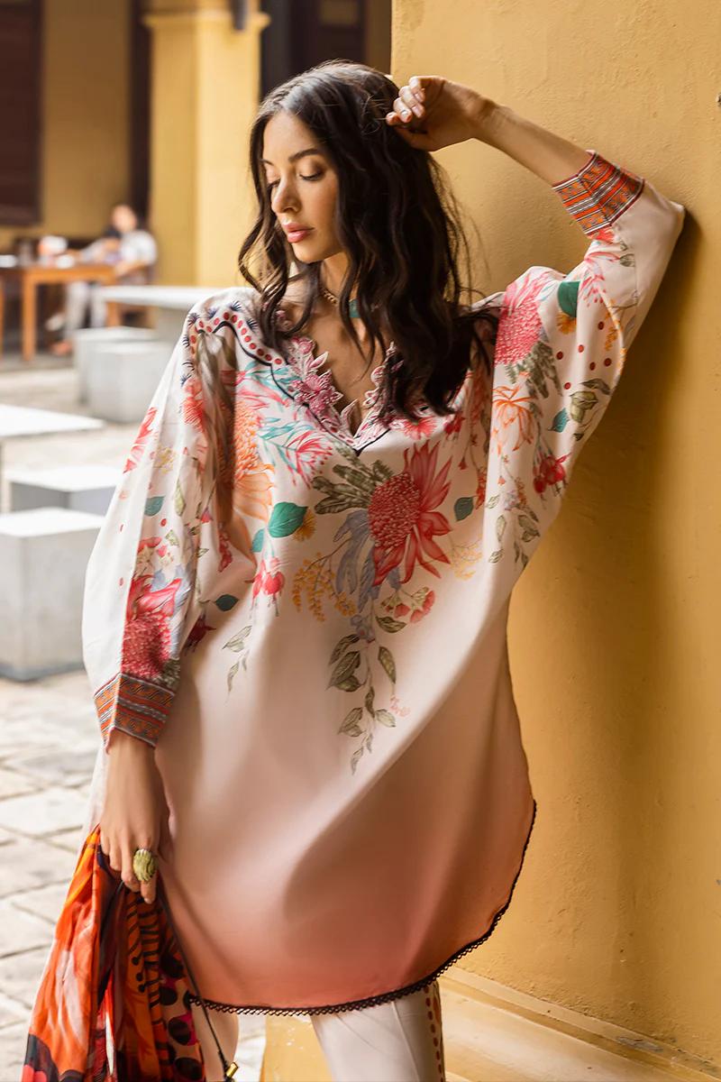 Printed Cotton Front , Back, Chiffon Dupatta & Trouser